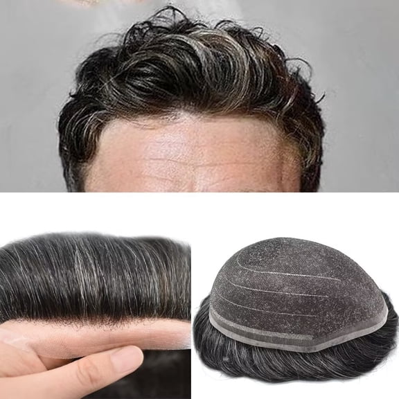 Lyrical Hair Toupee for Men Hair System for Man Siwss Super Welded Lace Mens Hairpieces Human Hair Replacement System Lace Hair Unirs Wig #1B30 Off Black with 30% Gray