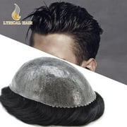 Lyrical Hair Toupee for Men Durable Full PU Mens Toupee Human Hair Replacement System Thin Skin Injected Hair System for Man