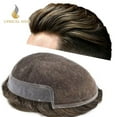 thumbnail image 1 of Lyricalhair French Lace Toupee for Men Hairpieces Mens Toupee Human Hair Replacement System Bleached Knots Lace with Poly Hair Wig Units 7"X9" #540 Medium Light Brown with 40% Gray, 1 of 6