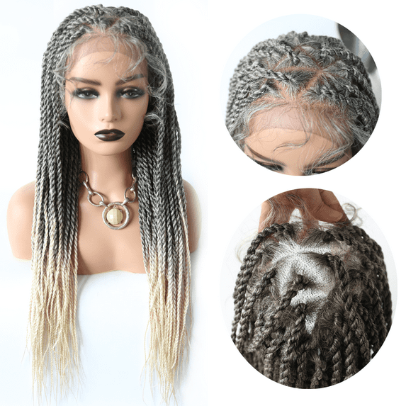 Lyricalhair Lace Front Box Braided Wig for Black Women Hand Braids Baby Hair front Natural Hairline Micro Twist Braid Wigs Synthetic Hairpiece