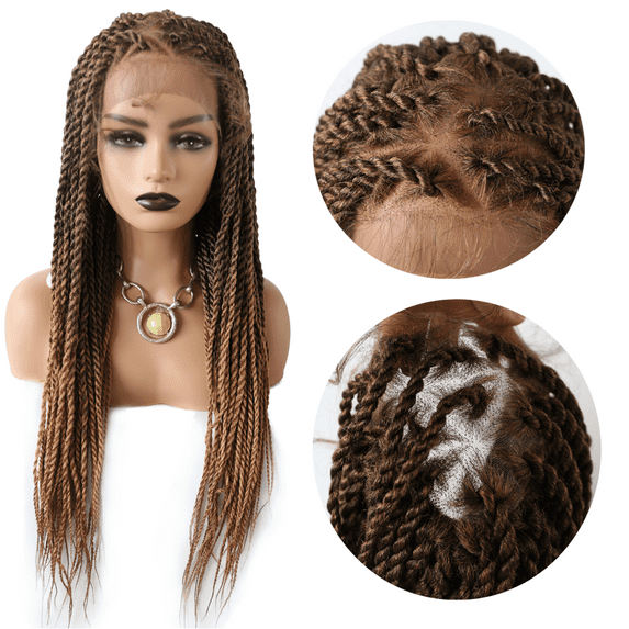 Lyricalhair Lace Front Box Braided Wig for Black Women Hand Braids Baby Hair front Natural Hairline Micro Twist Braid Wigs Synthetic Hairpiece