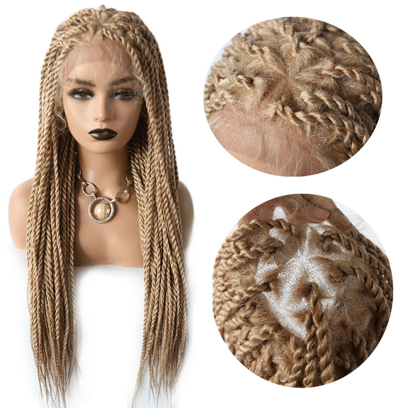 Lyricalhair Lace Front Box Braided Wig for Black Women Hand Braids Baby Hair front Natural Hairline Micro Twist Braid Wigs Synthetic Hairpiece