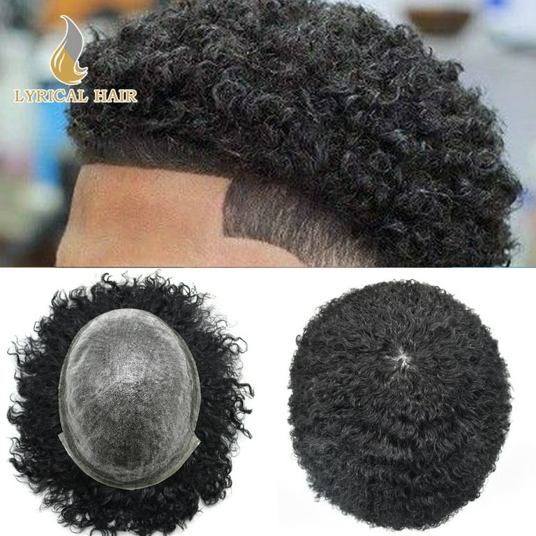 Lyricalhair Toupee for Men 10MM Kinky Curly Hairpieces for Man