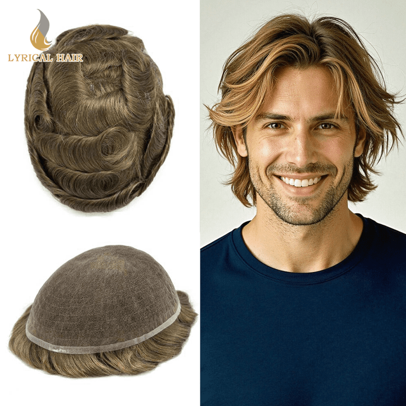 Swiss Lace Men’s Hair Replacement System – Full French Lace Toupee With Natural Hairline