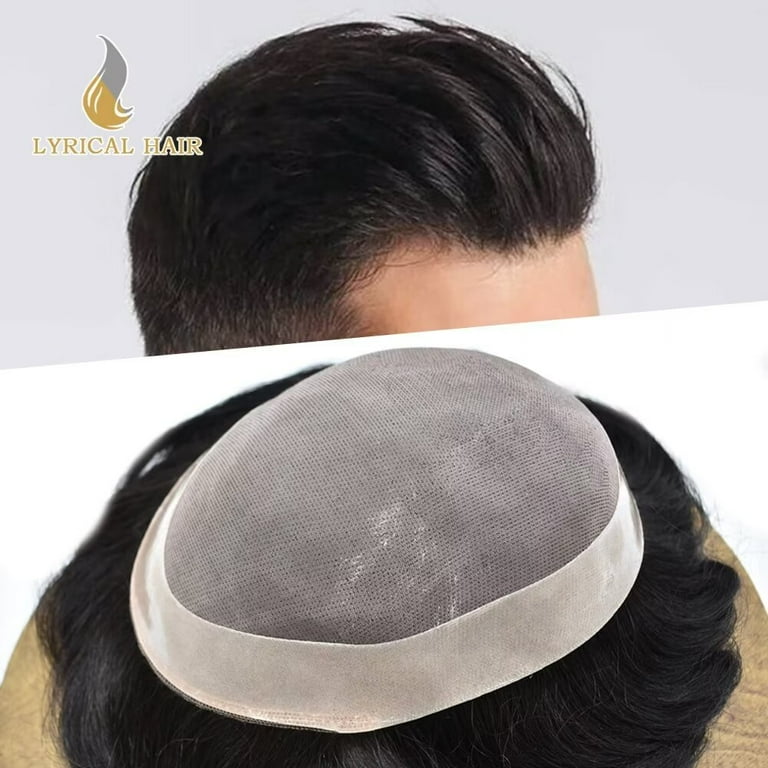 Lyricalhair Toupee for Men Fine Mono Mens Toupee Hairpieces Human Hair Replacement Systems Poly Coating around Man Hair Units 8 X10 1B Off Black Walmart
