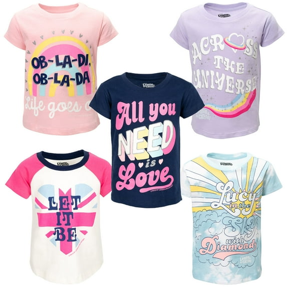 Lyrics by Lennon and McCartney Big Girls 5 Pack T-Shirts Toddler to Big Kid
