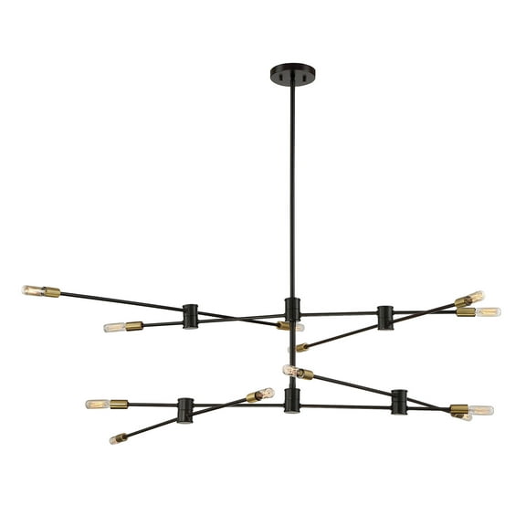 Lyrique 12-Light Chandelier in Bronze with Brass Accents