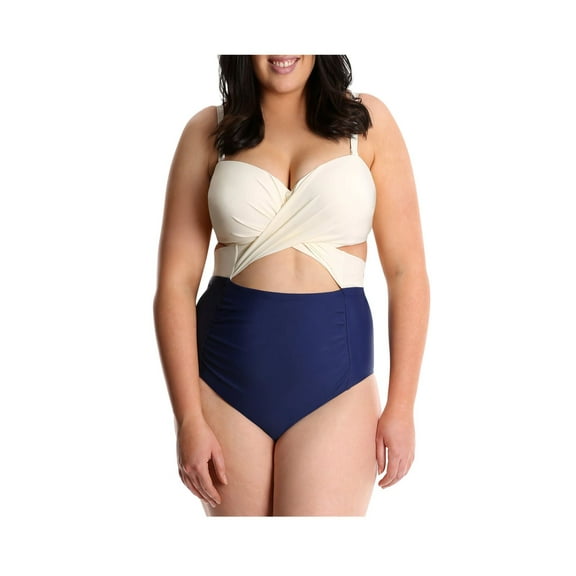 Lysa Women's Plus Size Carly Twist Front One Piece Swimsuit 0X 1X 2X 3X