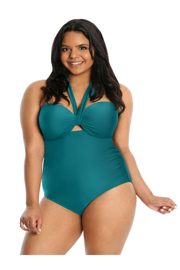 Women's Plus Size Heather Halter One Piece Swimsuit 0X 1X 2X 3X