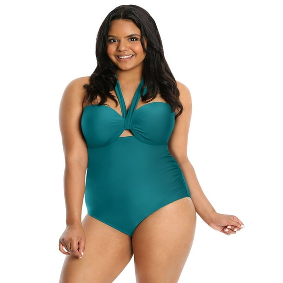 Lysa Women's Plus Size Heather Halter One Piece Swimsuit 0X 1X 2X 3X