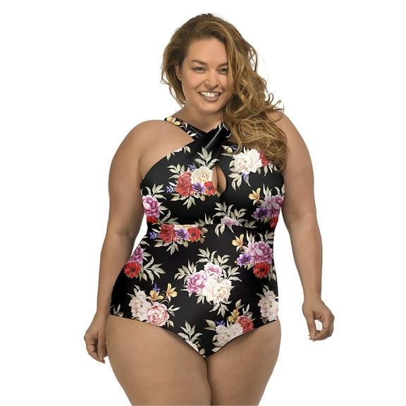 Lysa Women's Plus Size Kylie Keyhole One Piece Swimsuit 0X 1X 2X 3X
