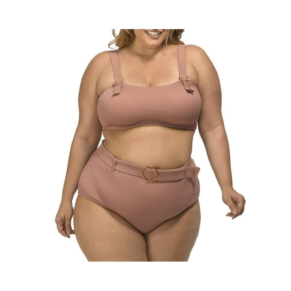 Lysa Women's Plus Size Ribbed Olivia Bikini Swimsuit 2pc Set 0X 1X 2X 3X