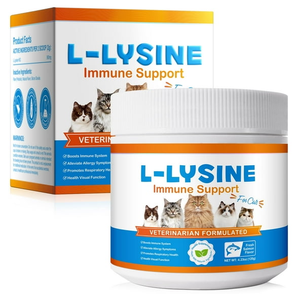 Lysine for Cats - L-Lysine Powder for Cats - Immune Support for Cats Sneezing and Runny Nose, Cat Cold, Eye Function, Allergy Relief - Lysine Supplement for Cats