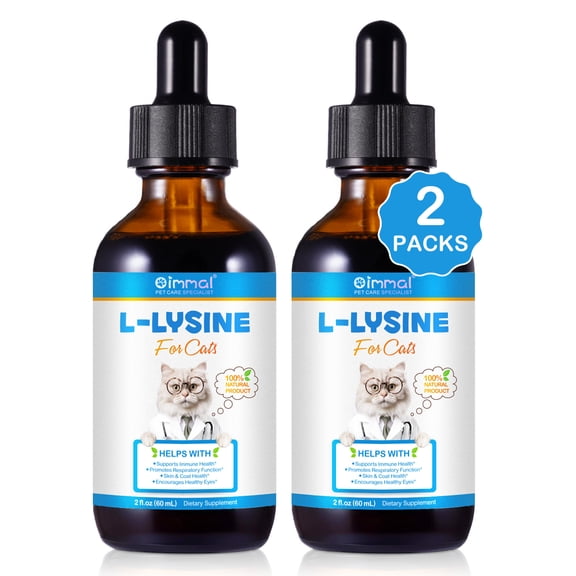 Lysine for Cats, Tear Stain Remover,2PC Prevent and Eliminate Cats Tear Stains - Eye Health, Immune System Support for Eye Function, Feline Respiratory, Sneezing, Chicken Flavor, 60 ml/2 Fl OZ