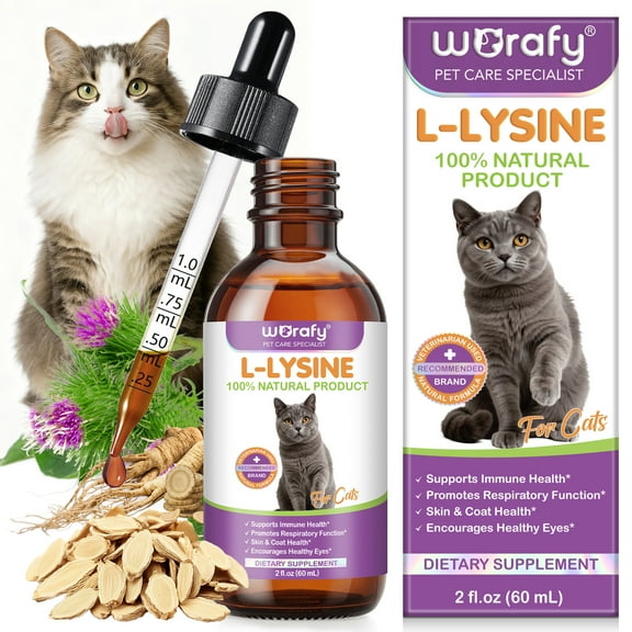 Lysine for Cats, Tear Stain Remover, Eliminate Cats Tear Stains, Boosts Immune System for Eyes Function, Enhances Skin & Coat, Respiratory Support Chicken Flavor 2 Fl OZ