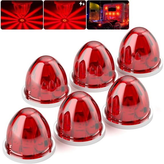 Lysliv 2Pcs White Watermelon LED Strobe+Constant Marker Lights Dual Function Watermelon-shaped Side Marker Clearance Tail Top Cap Roof Lights for Trailer Truck Semi-trailer Heavy-duty Truck Bus Van