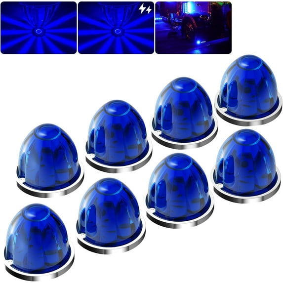 Lysliv 2Pcs White Watermelon LED Strobe+Constant Marker Lights Dual Function Watermelon-shaped Side Marker Clearance Tail Top Cap Roof Lights for Trailer Truck Semi-trailer Heavy-duty Truck Bus Van