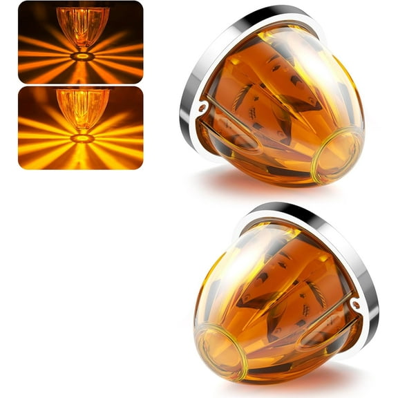 Lysliv 2Pcs White Watermelon LED Strobe+Constant Marker Lights Dual Function Watermelon-shaped Side Marker Clearance Tail Top Cap Roof Lights for Trailer Truck Semi-trailer Heavy-duty Truck Bus Van