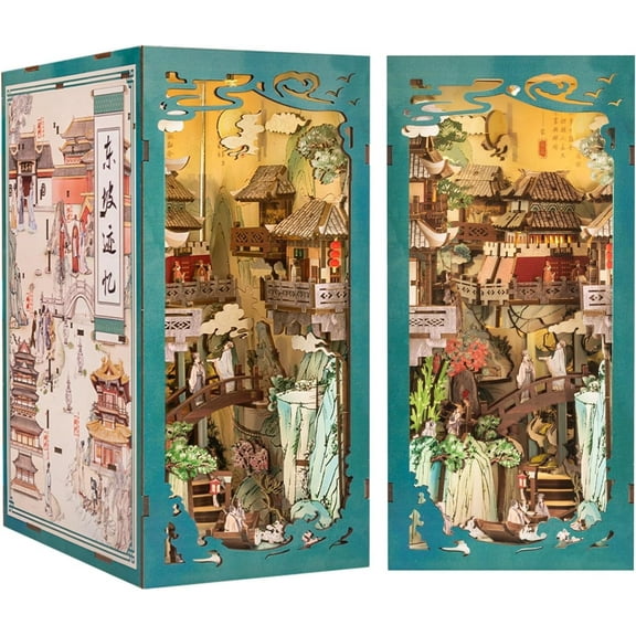 Lysliv Book Nook Kit - DIY Miniature House Kit for Adults and Beginners, 3D Wooden Puzzle Dollhouse Booknook Library Model Build Bookshelf Decor, Gifts for Family, Friends