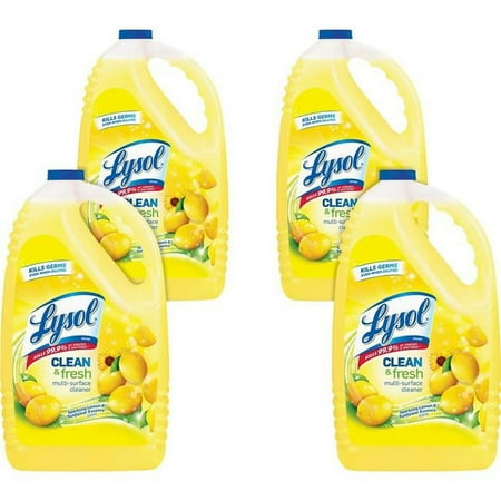 Lysol 144 oz Clean & Fresh Lemon Cleaner, Yellow - Case of 4