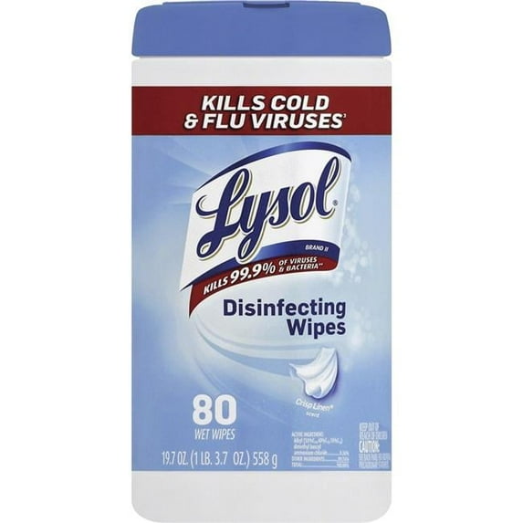 Lysol 7 x 8 in. Disinfecting Wipes - Crisp Linen Scent, White