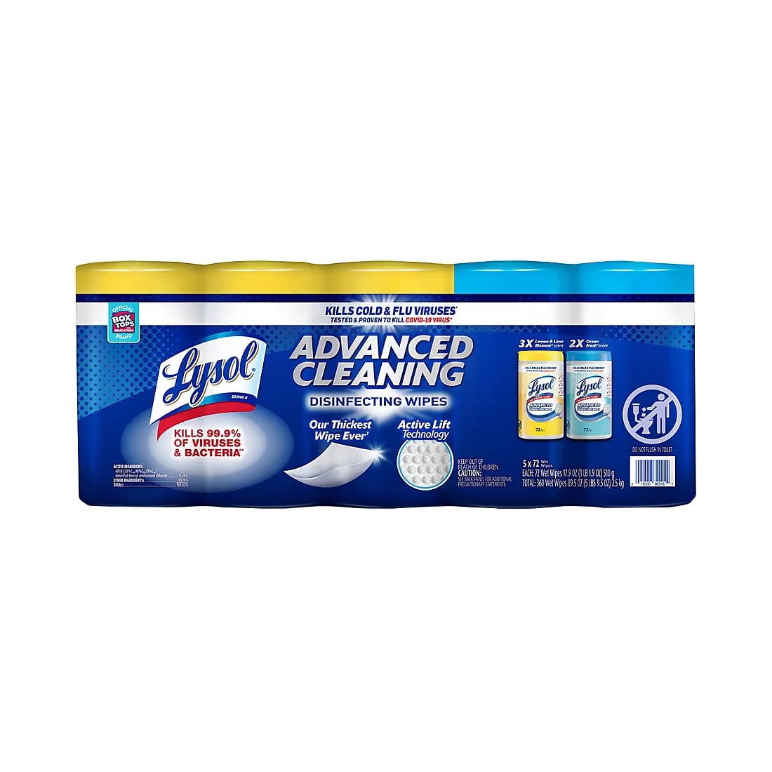 Lysol Advanced Cleaning Disinfecting Wipes Variety Pack, 360 ct