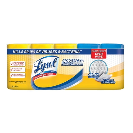 Lysol Advanced Cleaning Disinfecting Wipes Variety Pack, 5 Pk. 72 Ct.