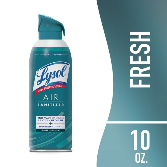 Lysol Air Sanitizer Spray, Air Sanitizer and Bacterial Odor Eliminating, Simple Fresh, 10 oz