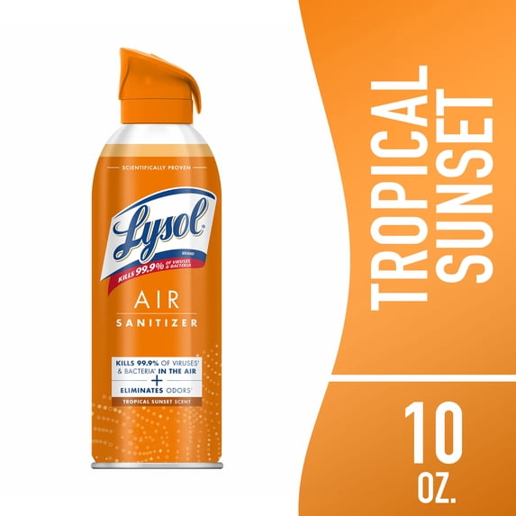 Lysol Air Sanitizer Spray for Air Sanitization and Bacterial Odor Elimination, Air Freshener Alternative, Tropical Sunset Scent, 10 oz