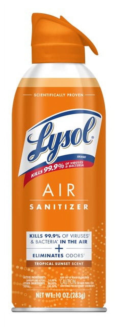 Lysol Air Sanitizer Spray, For Air Sanitization and Odor Elimination, Tropical Sunset Scent, 10