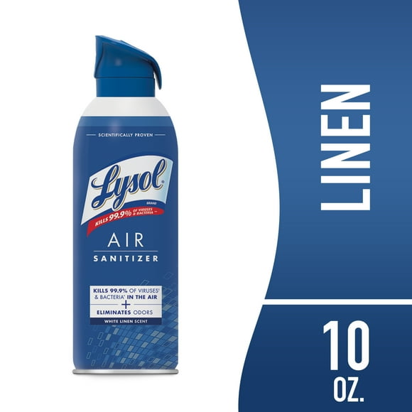 Lysol Air Sanitizer Spray for Air Sanitization and Bacterial Odor Elimination, Air Freshener Alternative, White Linen Scent, 10 oz
