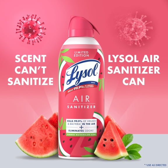 Lysol Air Sanitizer Spray for Air Sanitization and Bacterial Odor Elimination, Air Freshener Alternative, Summer Watermelon Scent, 10 oz