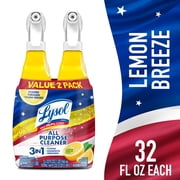 Lysol All Purpose Spray Cleaner for Sanitizing and Disinfecting, Lemon, 32 fl oz, 2 pack