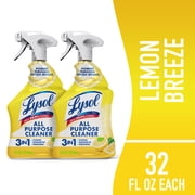 Lysol All Purpose Spray Cleaner for Sanitizing and Disinfecting, Lemon, 32 fl oz, Pack of 2