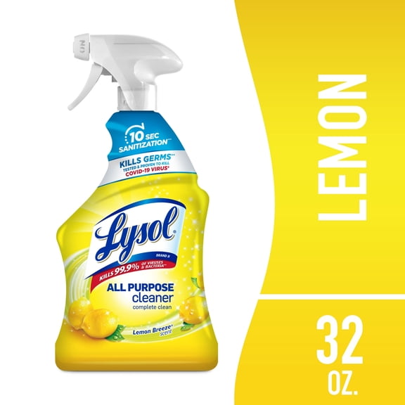 Lysol, All-Purpose Cleaner, Sanitizing and Disinfecting Spray, Lemon Breeze Scent, 32 oz, Bottle