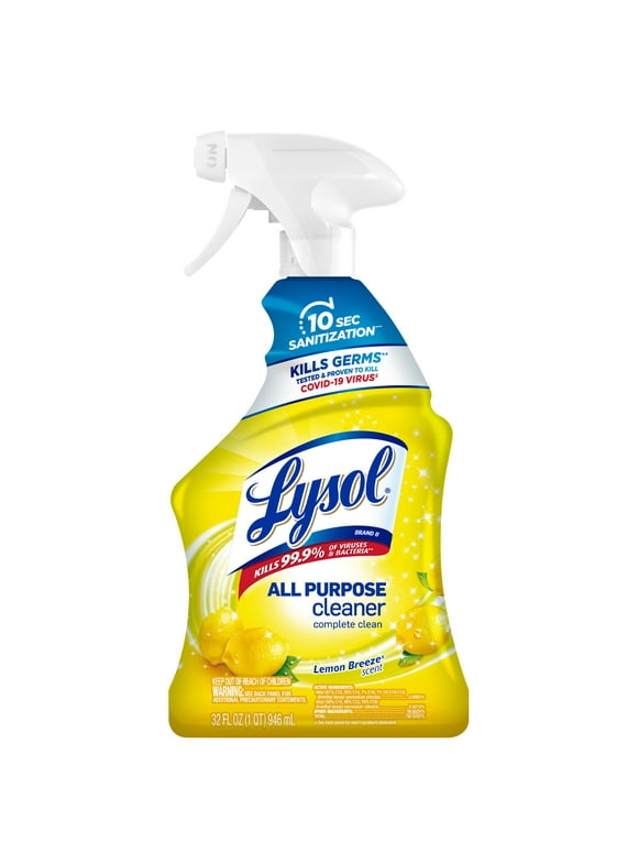 Lysol All-Purpose Cleaner, Sanitizing and Disinfecting Spray, To Clean and Deodorize, Lemon Breeze Scent, 32oz