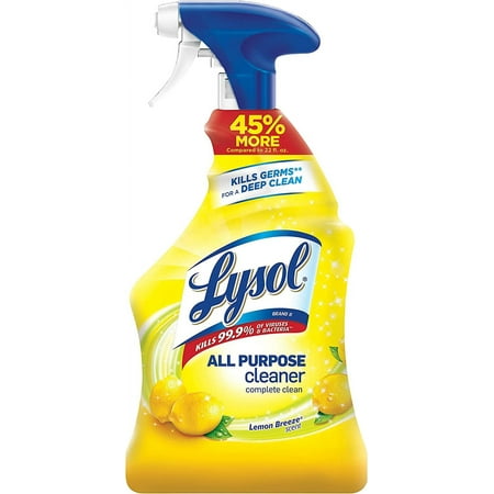 Lysol All-Purpose Cleaner, Sanitizing and Disinfecting Spray, To Clean and Deodorize, Lemon Breeze Scent, 32oz