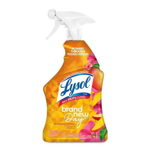 Lysol All-Purpose Cleaner, Sanitizing and Disinfecting Spray, To Clean and Deodorize, Mango & Hibiscus Scent, 32oz