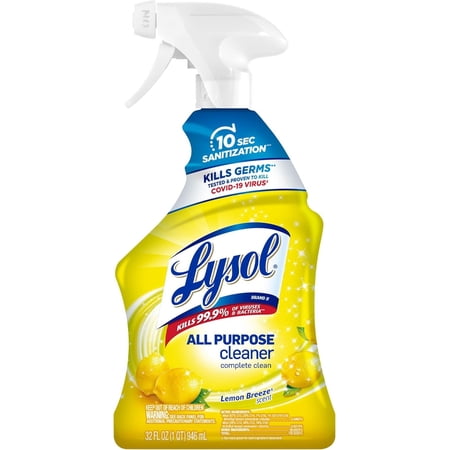 Lysol All Purpose Cleaner Spray, Multi-Purpose Disinfecting Spray, Kitchen & Bathroom Cleaner, Lemon Breeze Scent, 32 Fl Oz