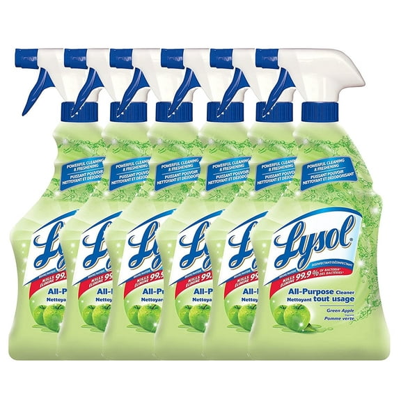 Lysol All Purpose Cleaner, Trigger, Green Apple, 650ml, Powerful Cleaning & Freshening (6 pack)