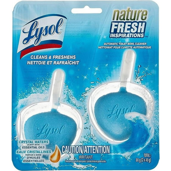 Lysol Automatic In-The-Bowl Toilet Cleaner, Cleans and Freshens Toilet Bowl, Atlantic Fresh Scent, 2 Count (Pack of 1)