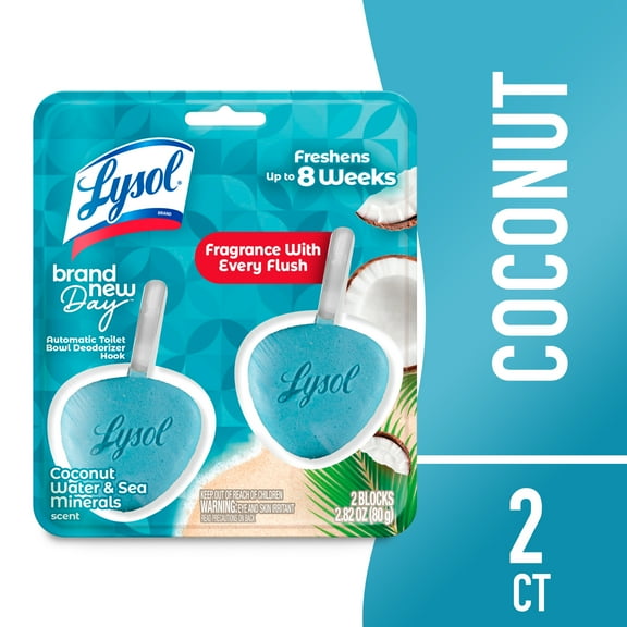 Lysol Brand New Day Automatic Toilet Bowl Cleaner Blocks, Coconut Water & Sea Minerals, 2 Count
