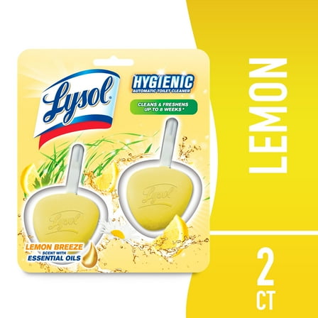 Lysol Automatic In-The-Bowl Toilet Cleaner, Cleans and Freshens Toilet Bowl, Lemon Breeze Scent, 2 count