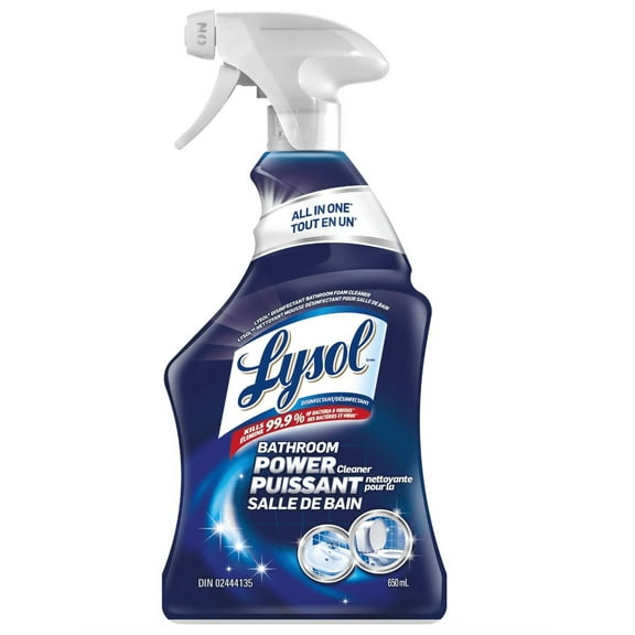 Lysol Bathroom Power Cleaner Bathroom Disinfectant & Kills 99.9% of Bacteria & Viruses Foam Cleaner, 650mL, 2 Count