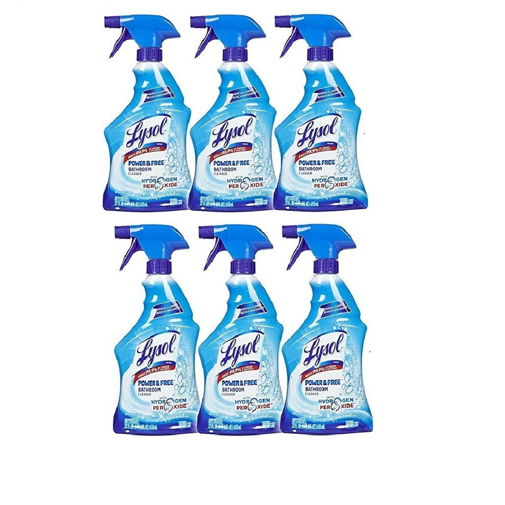 Lysol Bleach Free Hydrogen Peroxide Bathroom Cleaner Spray, Fresh, 22 Oz (Pack Of 6)