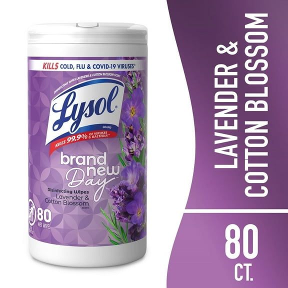 Lysol Brand New Day Lavender & Cotton Blossom Disinfecting Wipes - 80 ct - Pack of 2