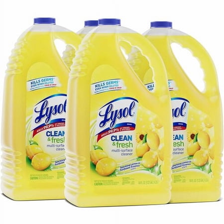 Lysol Clean/Fresh Lemon Cleaner - Liquid - 144 fl oz (4.5 quart) - Clean & Fresh Lemon Scent - 4 / Carton - Yellow | Bundle of 2 Cartons