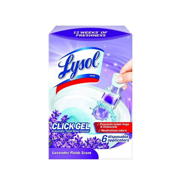 Lysol Click Gel Automatic Toilet Bowl Cleaner, For Cleaning and Refreshing,  Lavender Fields, 6 Applicators