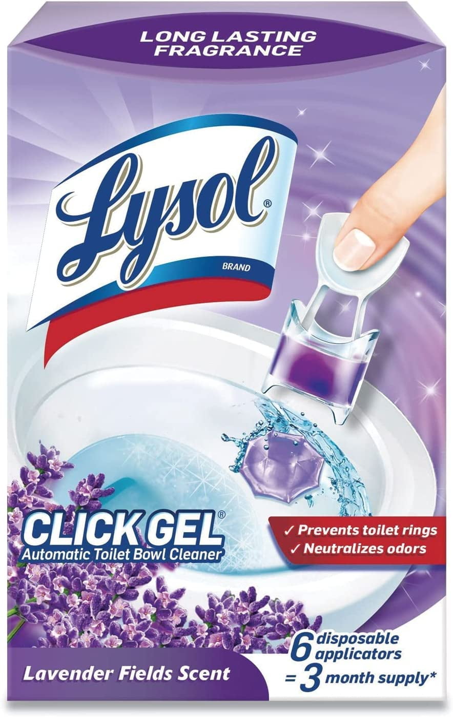 Lysol Click Gel Toilet Bowl Cleaner, Lavender Fields, 6 Applicators