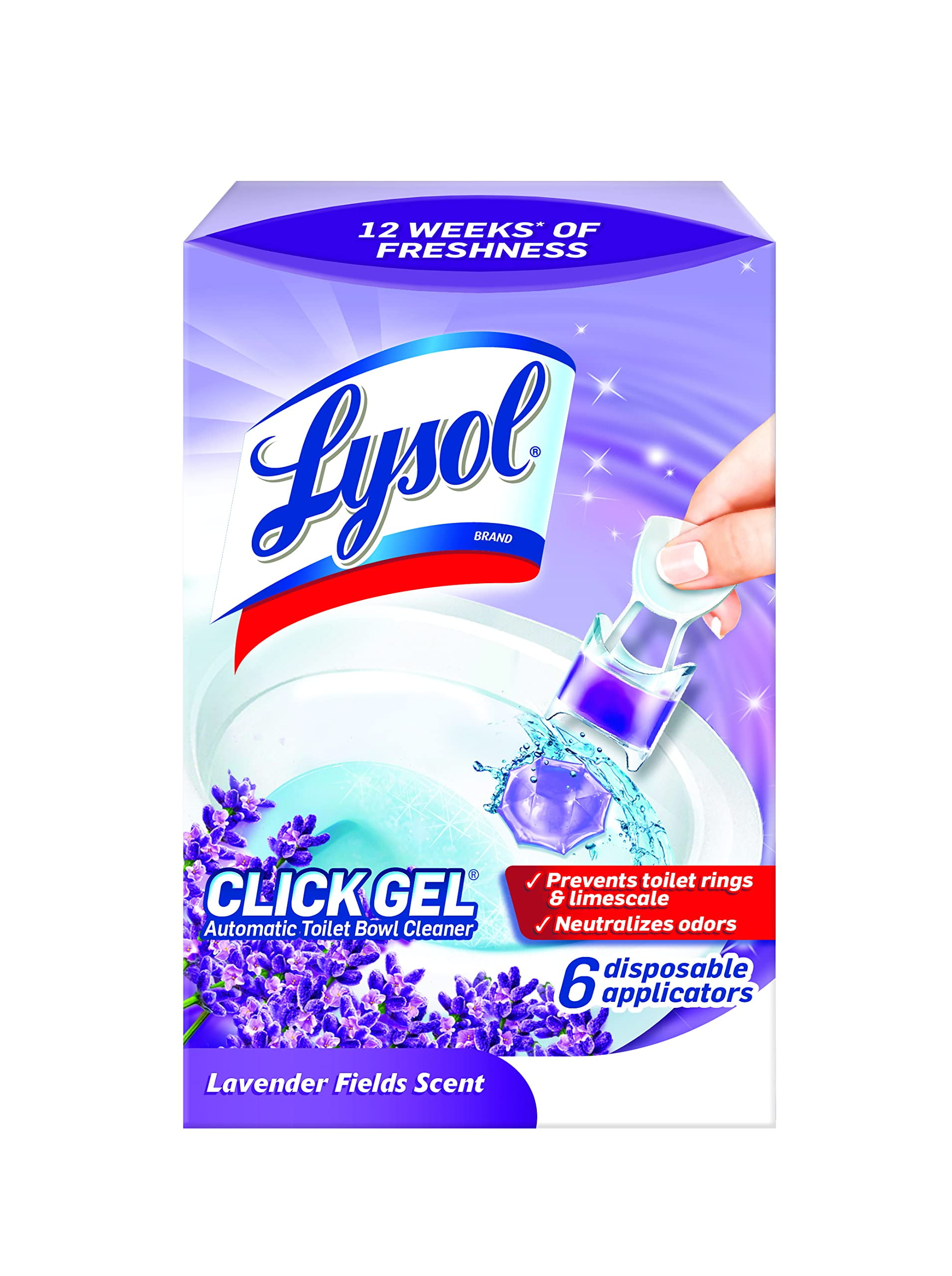 Lysol Click Gel Automatic Toilet Bowl Cleaner, Lavender, 6 Count, Pack Of 2